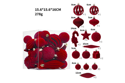 **Flocked Shaped Christmas Ball Decoration Set**