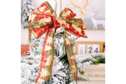 **Brown Vintage English Ribbon Christmas Bow Ornament**