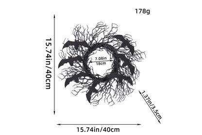 Halloween Black Dead Branch Bat Vine Wreath