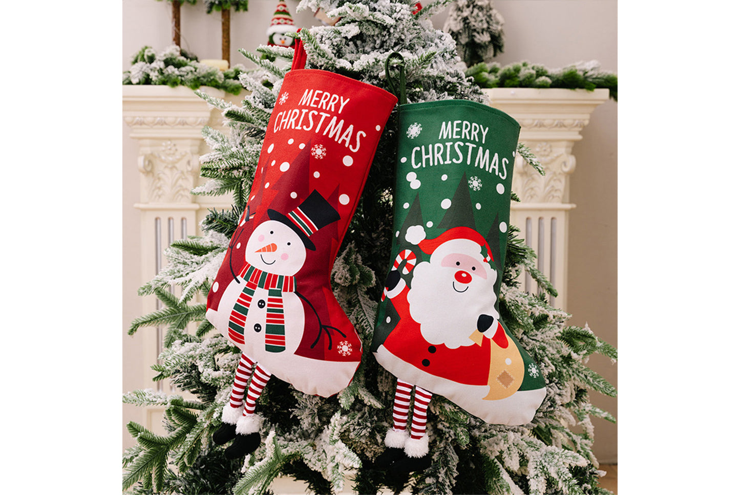 **Christmas Hanging Stockings (4 Colorful Printed Gift Stockings)**
