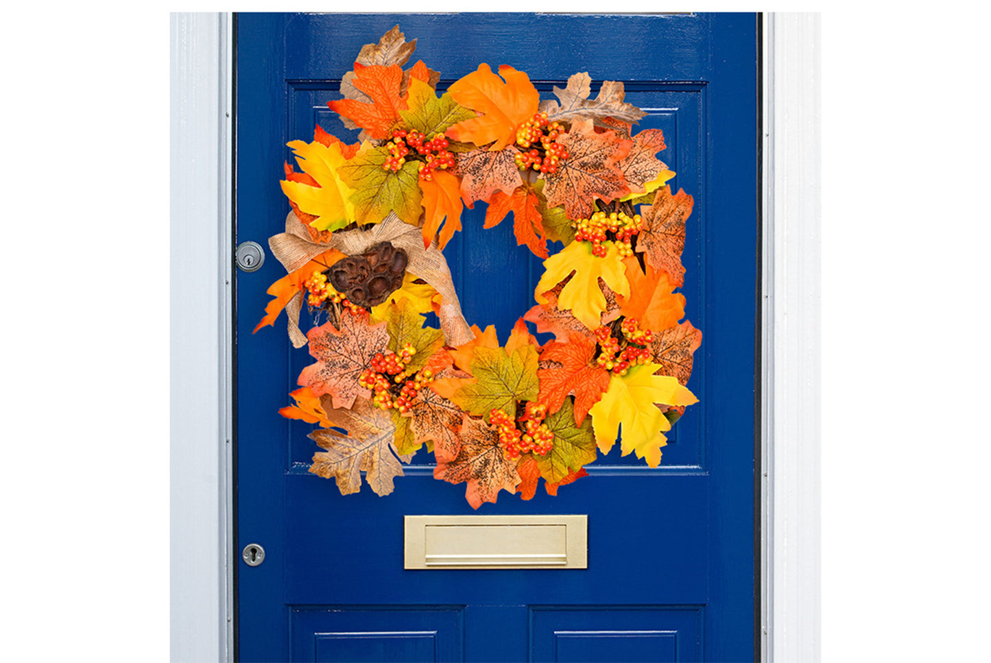 Autumn Harvest Maple Leaf Wreath | 35cm Fabric Door Hanging