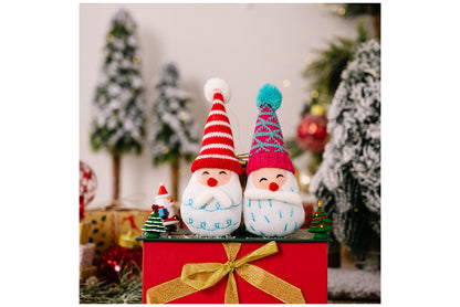 **Christmas Cartoon Striped Pom-Pom Pointed Hat Santa Claus Ornament**