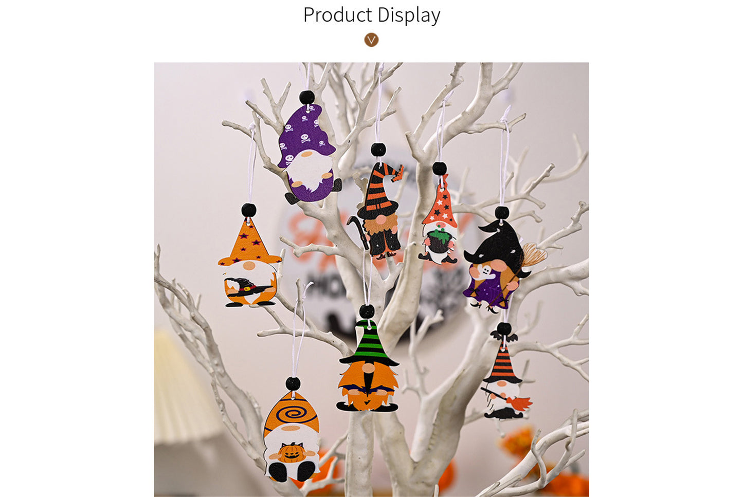 **4-Grid Halloween Rudolf Wooden Pendant | Wooden Home Decor**