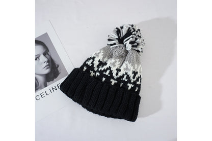 **Colorful Pom-Pom Knitted Hat (Autumn/Winter Warm Ear-Wearing Wool Hat)**