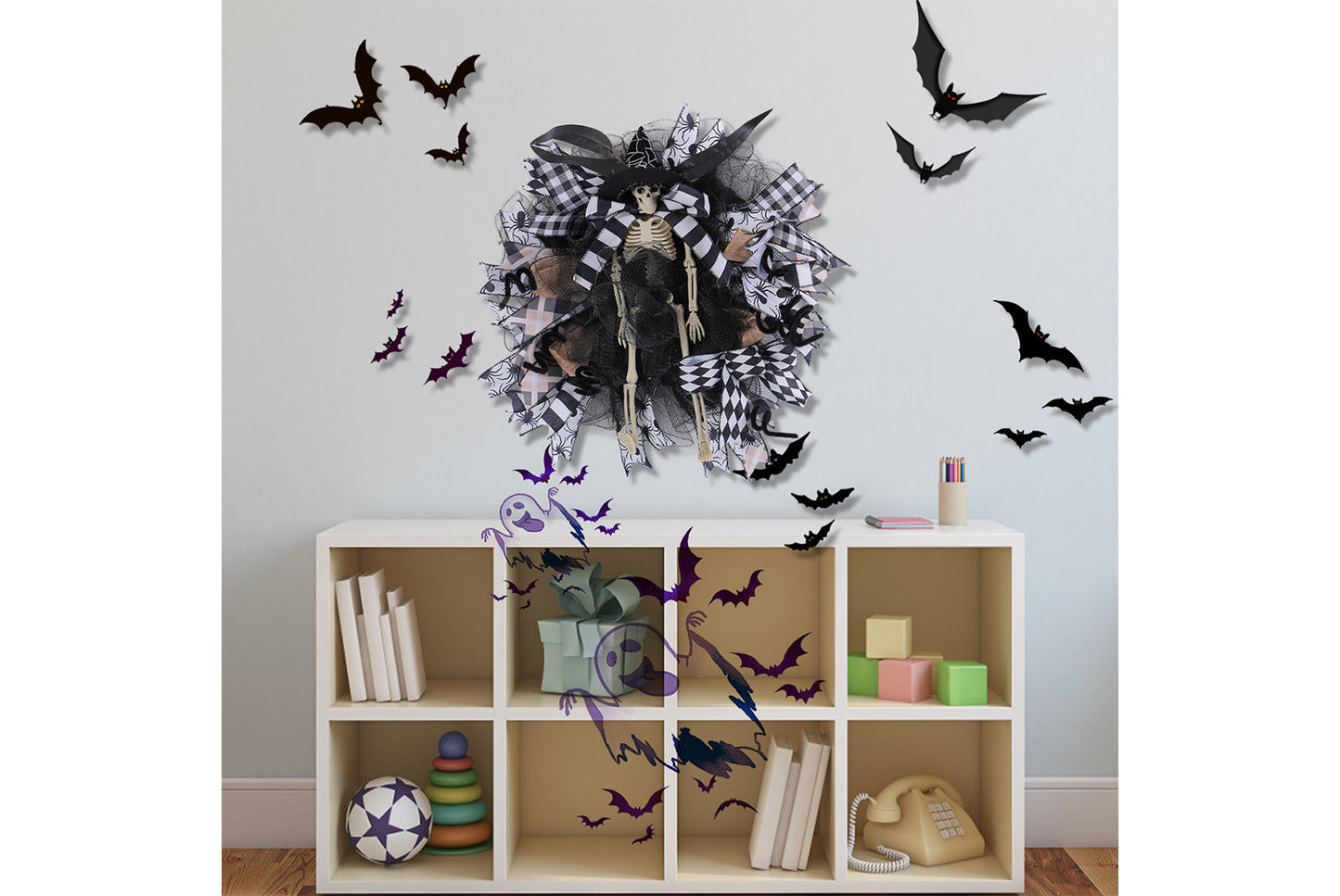 Halloween Witch Hat Skull Mesh Garland |