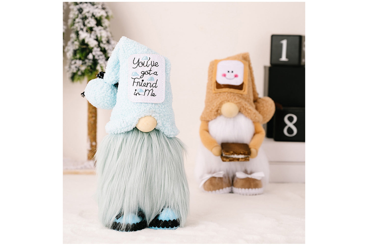 **Holiday Plush Gnome | Cow Biscuit-Shaped Ornament**