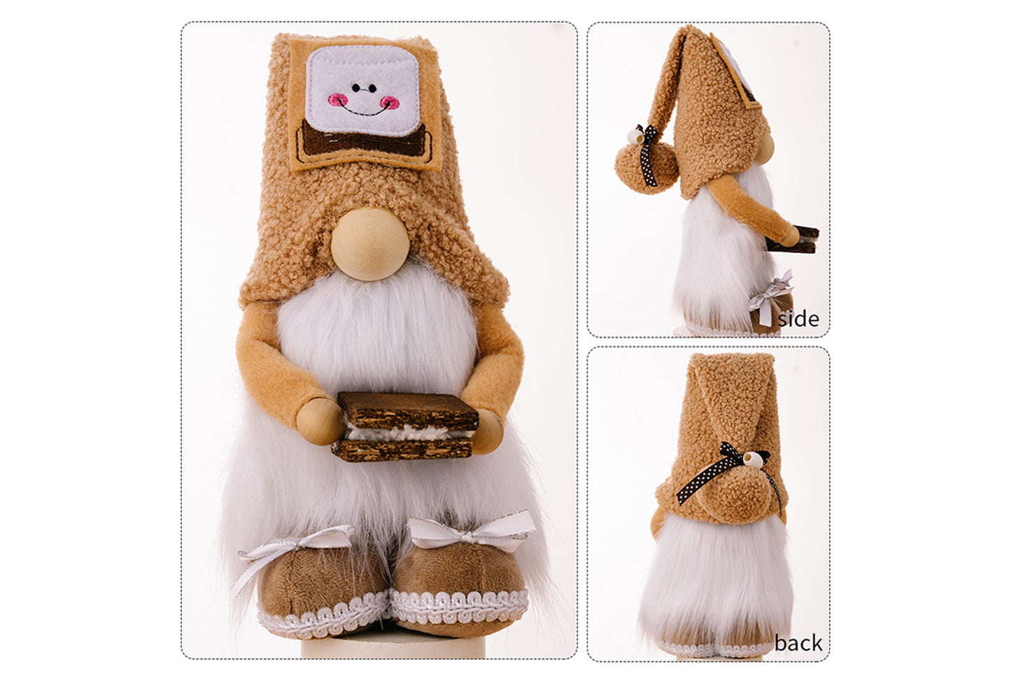 **Holiday Plush Gnome | Cow Biscuit-Shaped Ornament**