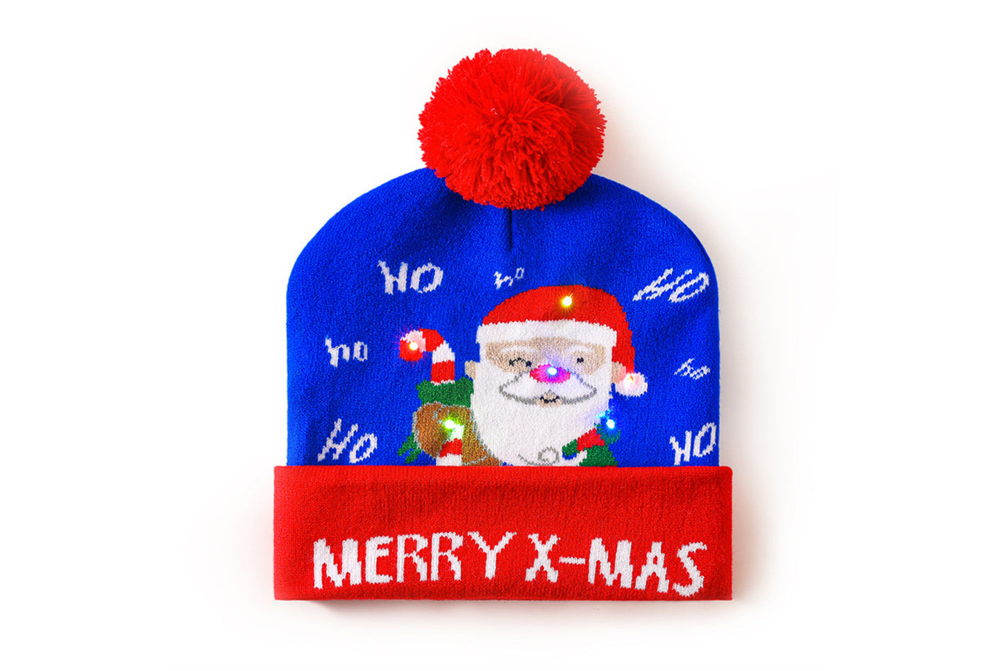 **Christmas LED Rainbow Light Jacquard Knit Hat**