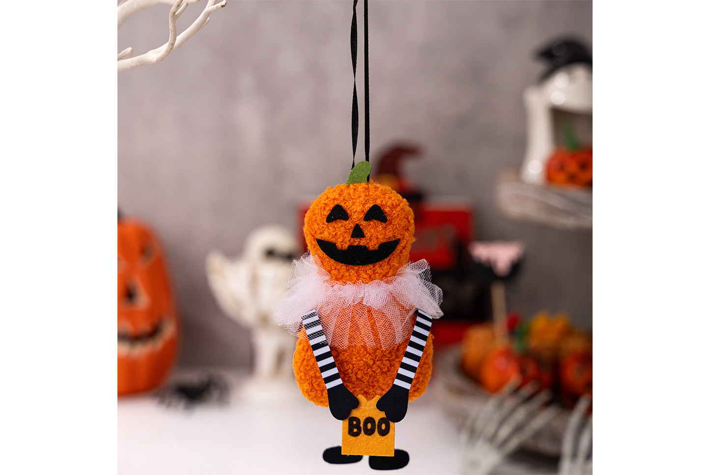 **Halloween Fabric Pendant | Pumpkin Ghost Black Cat Skull Theme Decoration**