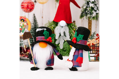 **Christmas Faceless Doll, Snowman, and Goblin Ornament Set**