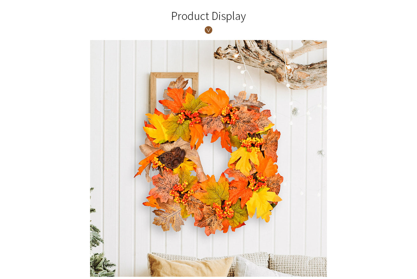 Autumn Harvest Maple Leaf Wreath | 35cm Fabric Door Hanging