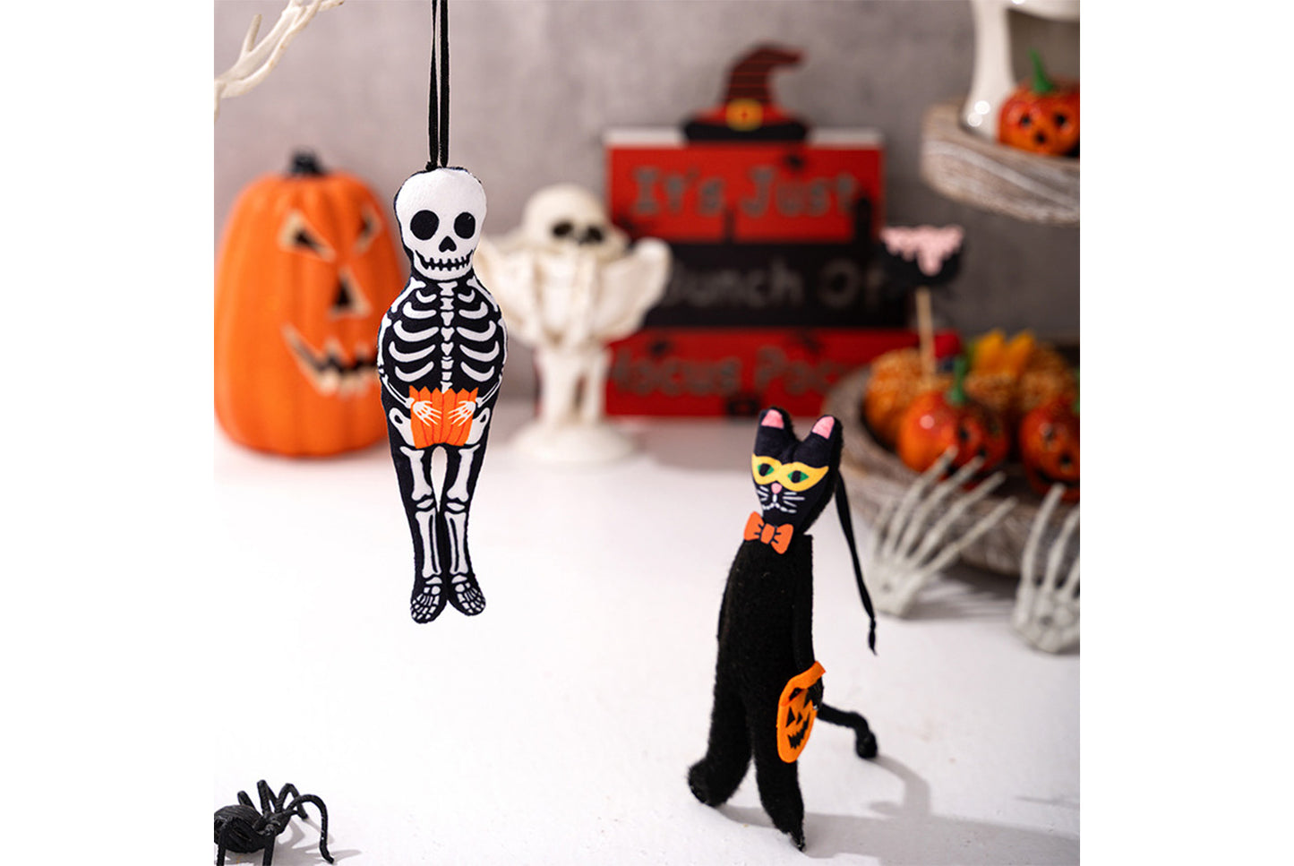 **Halloween Fabric Pendant | Pumpkin Ghost Black Cat Skull Theme Decoration**