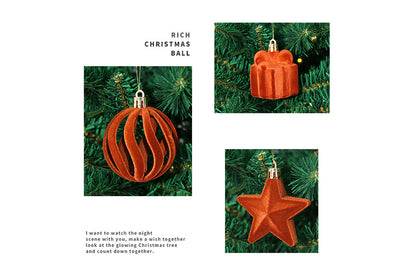 **Flocked Shaped Christmas Ball Decoration Set**