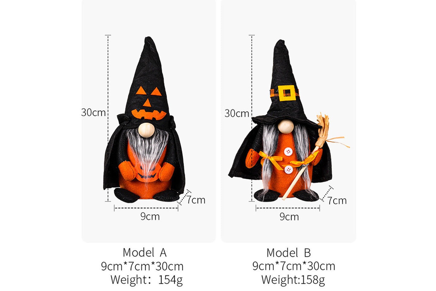 **Halloween Fabric Gnome Figurine | Pumpkin and Broom Witch Home Decor**