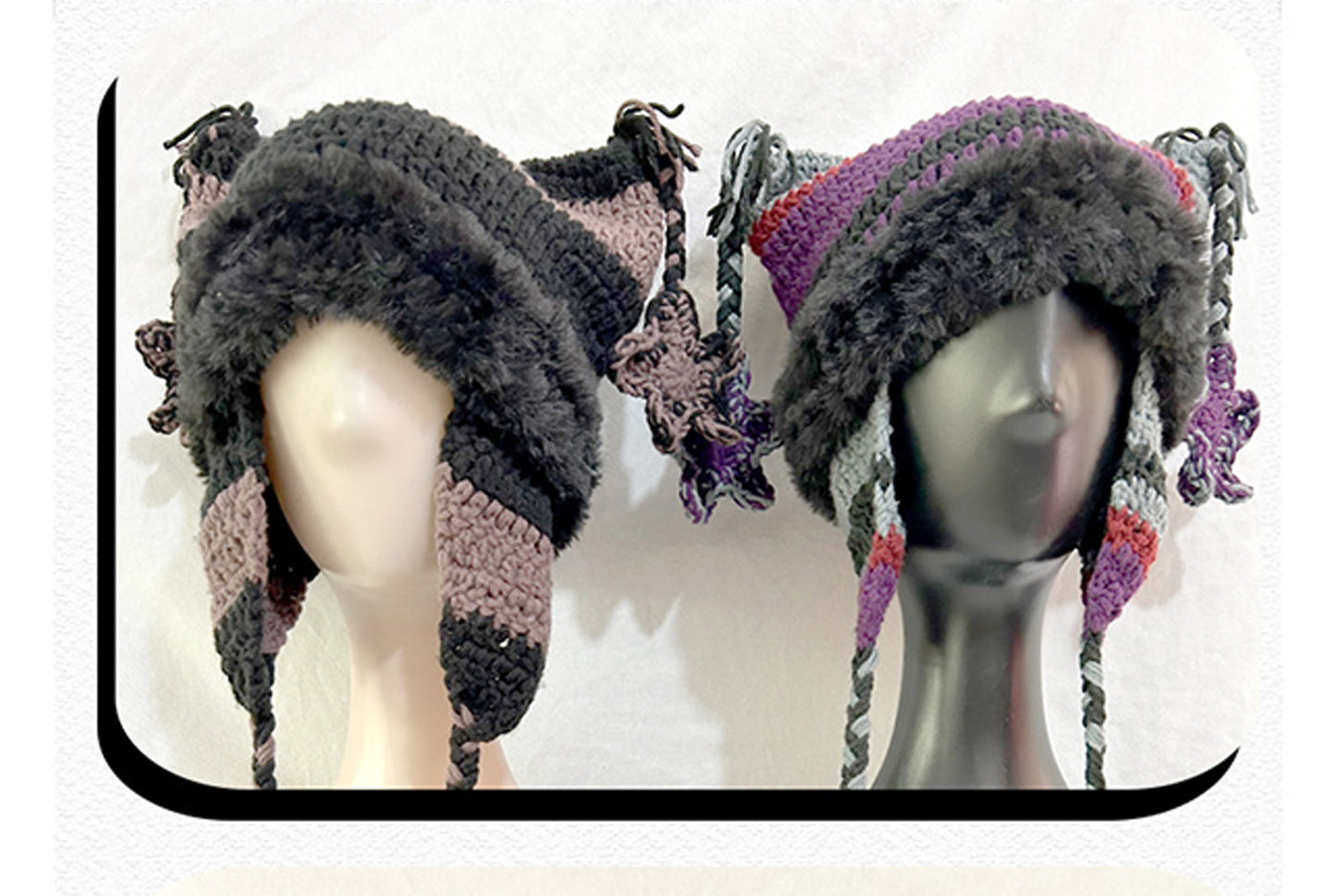 **Hand-Crossed Five-Pointed Star Cat Ear Knitted Hat (Sweet and Warm Wool Hat)**