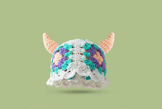 **Cartoon Funny Horned Knitted Hat (Handmade Wool Monster Headgear)**