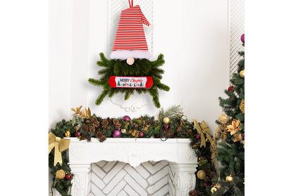 **Christmas Elf Wreath with Faceless Doll Decoration**