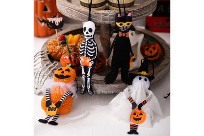 **Halloween Fabric Pendant | Pumpkin Ghost Black Cat Skull Theme Decoration**