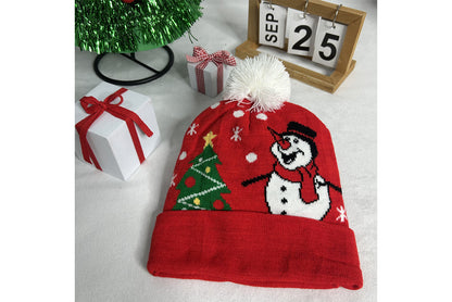 **Christmas LED Pom-Pom Knit Hat (Winter Warm Fold-Up Light-Up Hat)**