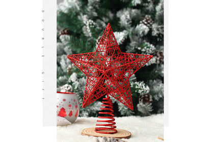 **Wrought Iron Glitter Hollow Treetop Star Ornament**