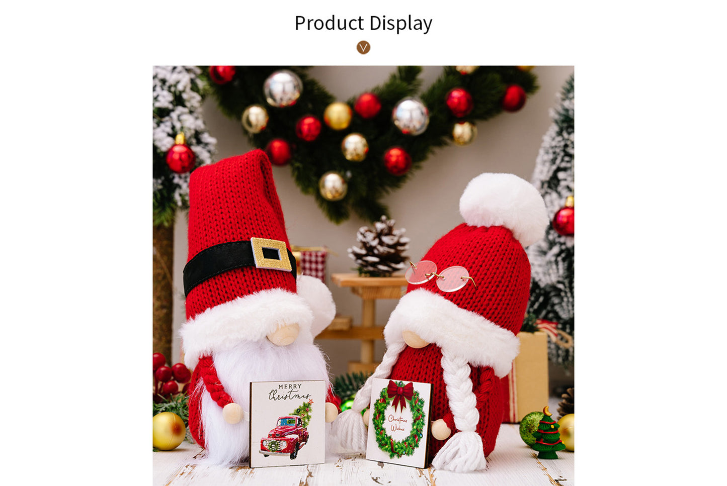 **Christmas Pom-Pom Knit Hat with Rudolph Figurine**