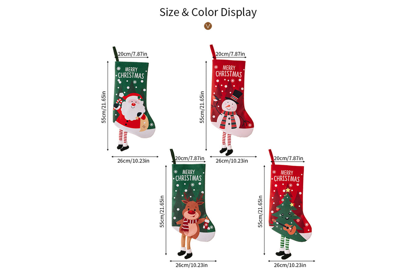 **Christmas Hanging Stockings (4 Colorful Printed Gift Stockings)**