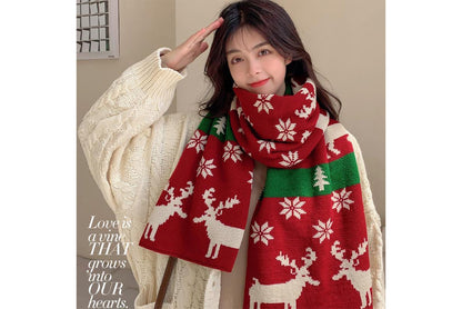 **Christmas Thick Knitted Scarf (Autumn/Winter Warmth Essential)**