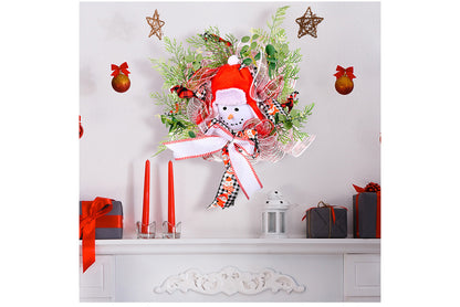 **Christmas Cartoon Snowman Ribbon Wreath Decoration**