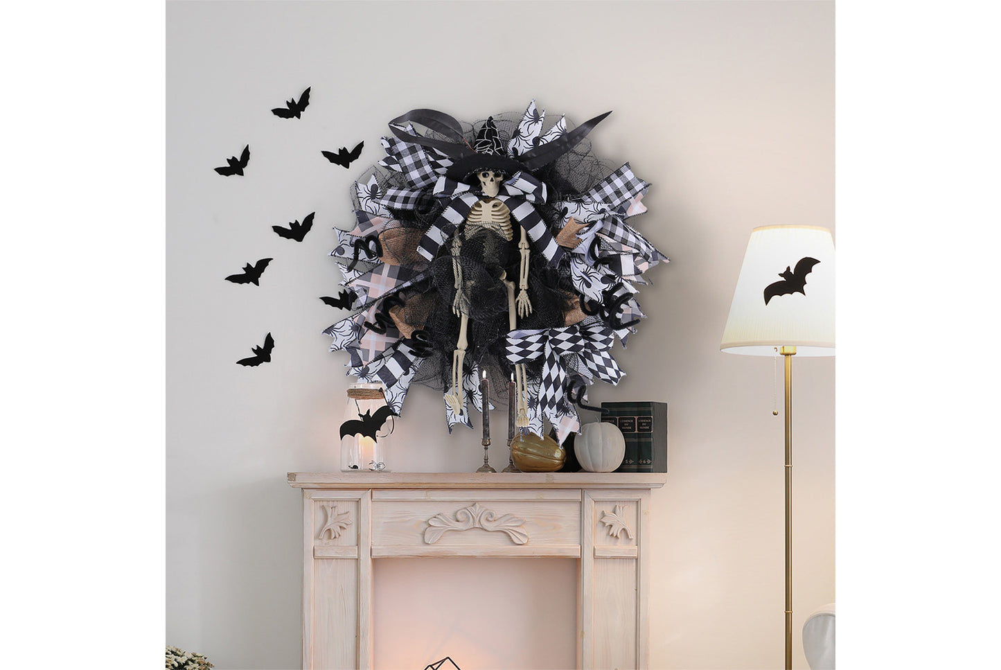 Halloween Witch Hat Skull Mesh Garland |
