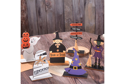**Halloween Wooden Ornaments | Witch Ghost Themed Painted Decorations**
