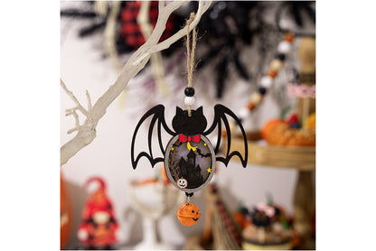 Halloween Wooden Light-Up Pendant | Pumpkin, Bat, and Spider Horror Decoration