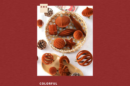 **Flocked Shaped Christmas Ball Decoration Set**