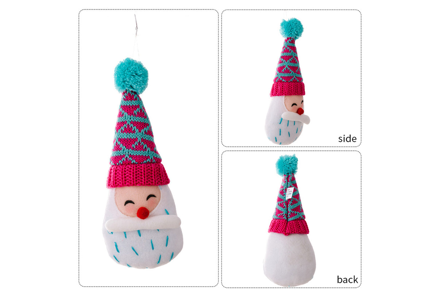 **Christmas Cartoon Striped Pom-Pom Pointed Hat Santa Claus Ornament**