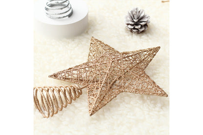 **Wrought Iron Glitter Hollow Treetop Star Ornament**