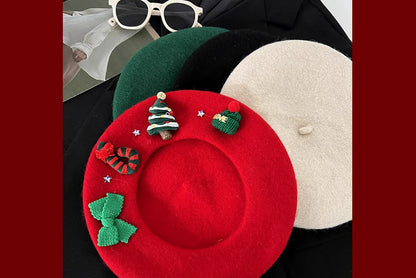 **Christmas Wool Beret (Parent-Child Winter Painter's Hat)**