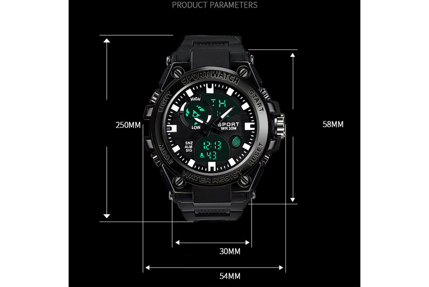 Waterproof sports electronic watch