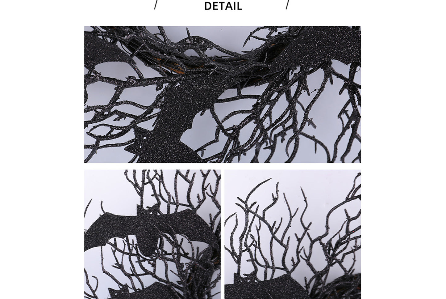 Halloween Black Dead Branch Bat Vine Wreath