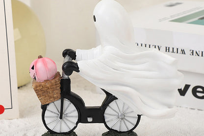 **Halloween Ghost Bicycle Ornament | Creative Desktop Decoration**