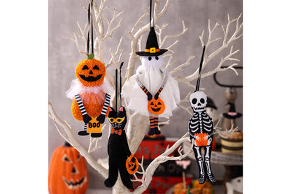**Halloween Fabric Pendant | Pumpkin Ghost Black Cat Skull Theme Decoration**