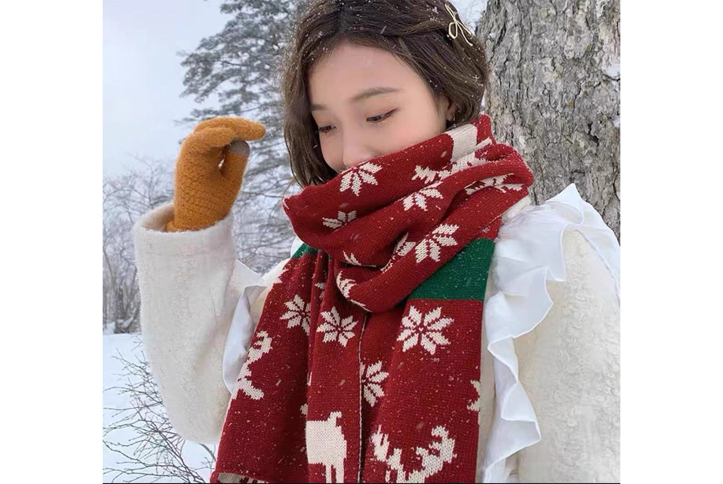 **Christmas Thick Knitted Scarf (Autumn/Winter Warmth Essential)**