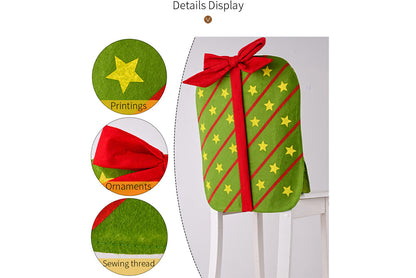 **Christmas Bow Gift Box Chair Cover Decoration**