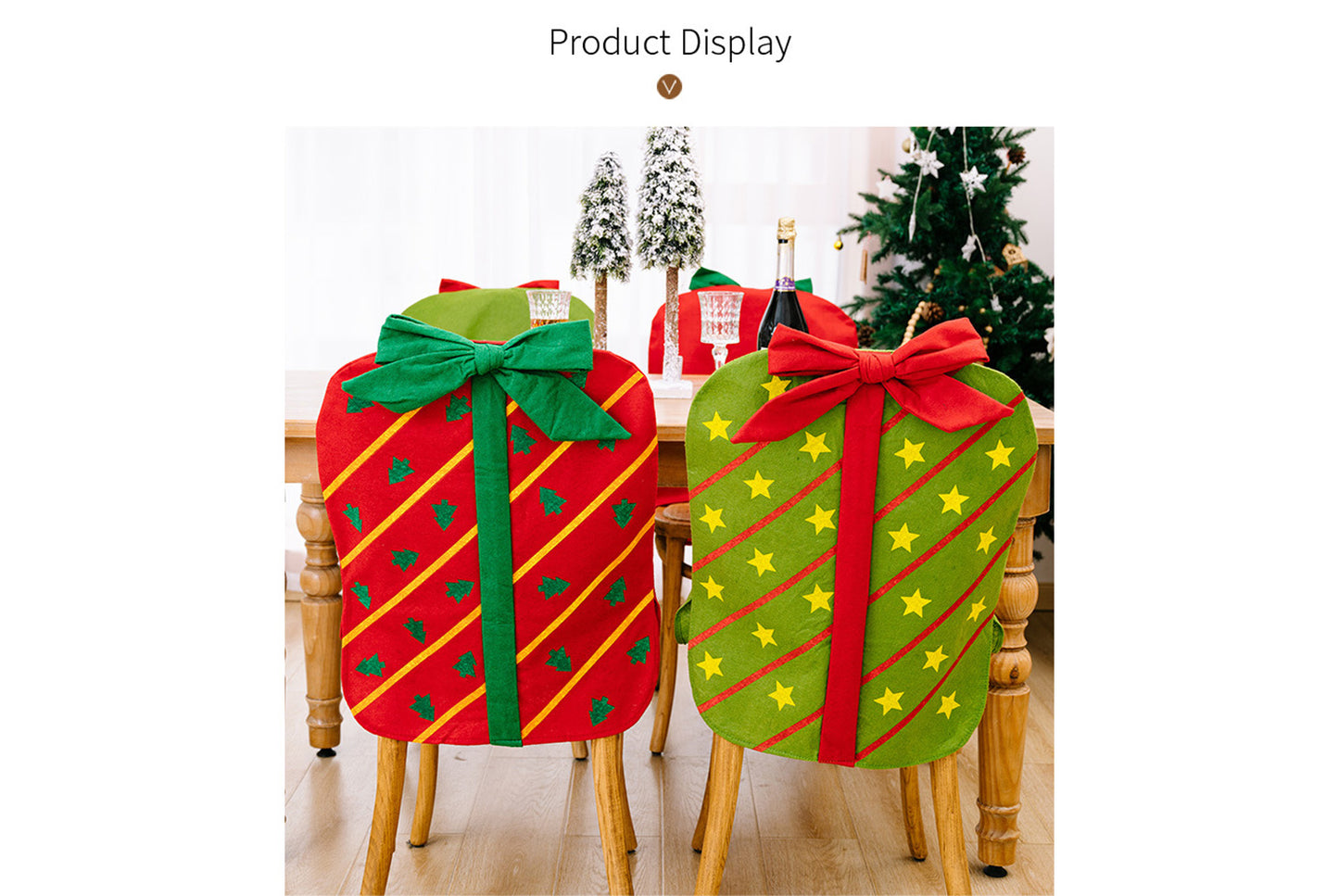**Christmas Bow Gift Box Chair Cover Decoration**