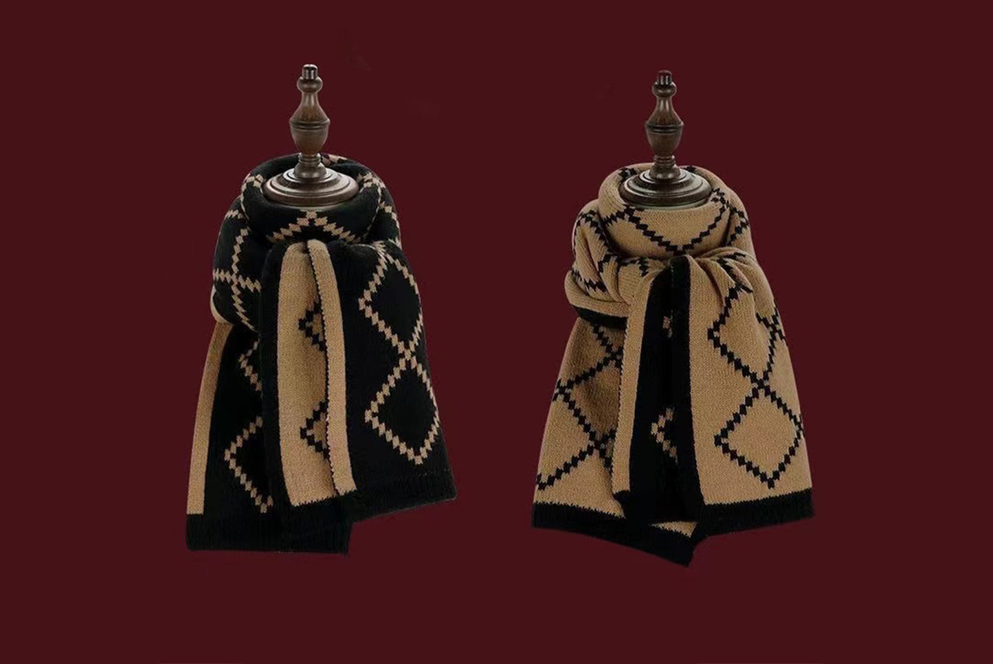 **Christmas Red Knitted Scarf (Winter Warmth Essential)**