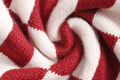 **Christmas Red Knitted Scarf (Winter Warmth Essential)**