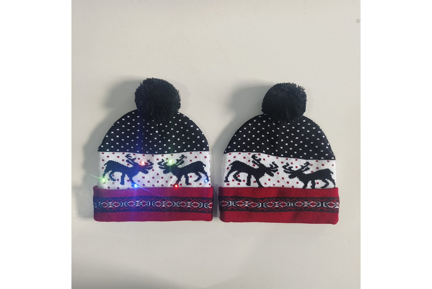 **Christmas LED Rainbow Light Jacquard Knit Hat**