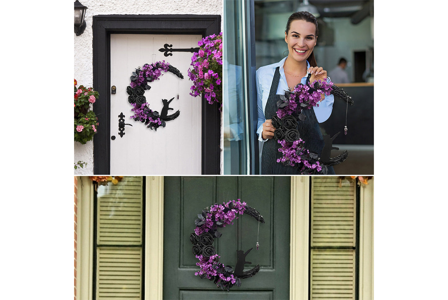 Simulated Black Rose Garland Halloween Decorations
