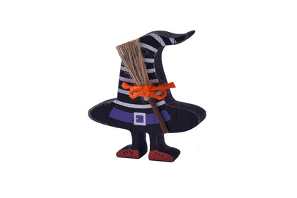 **Halloween Wooden Ornaments | Ghost Bat Tiered Tray Decoration**