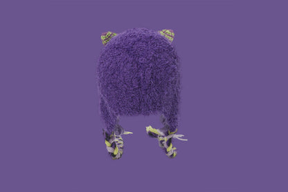 **Cartoon Plush Monster Knitted Hat with Earflaps