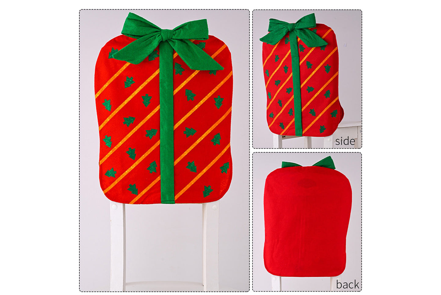 **Christmas Bow Gift Box Chair Cover Decoration**