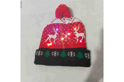 **Christmas LED Pom-Pom Knit Hat (Winter Warm Fold-Up Light-Up Hat)**
